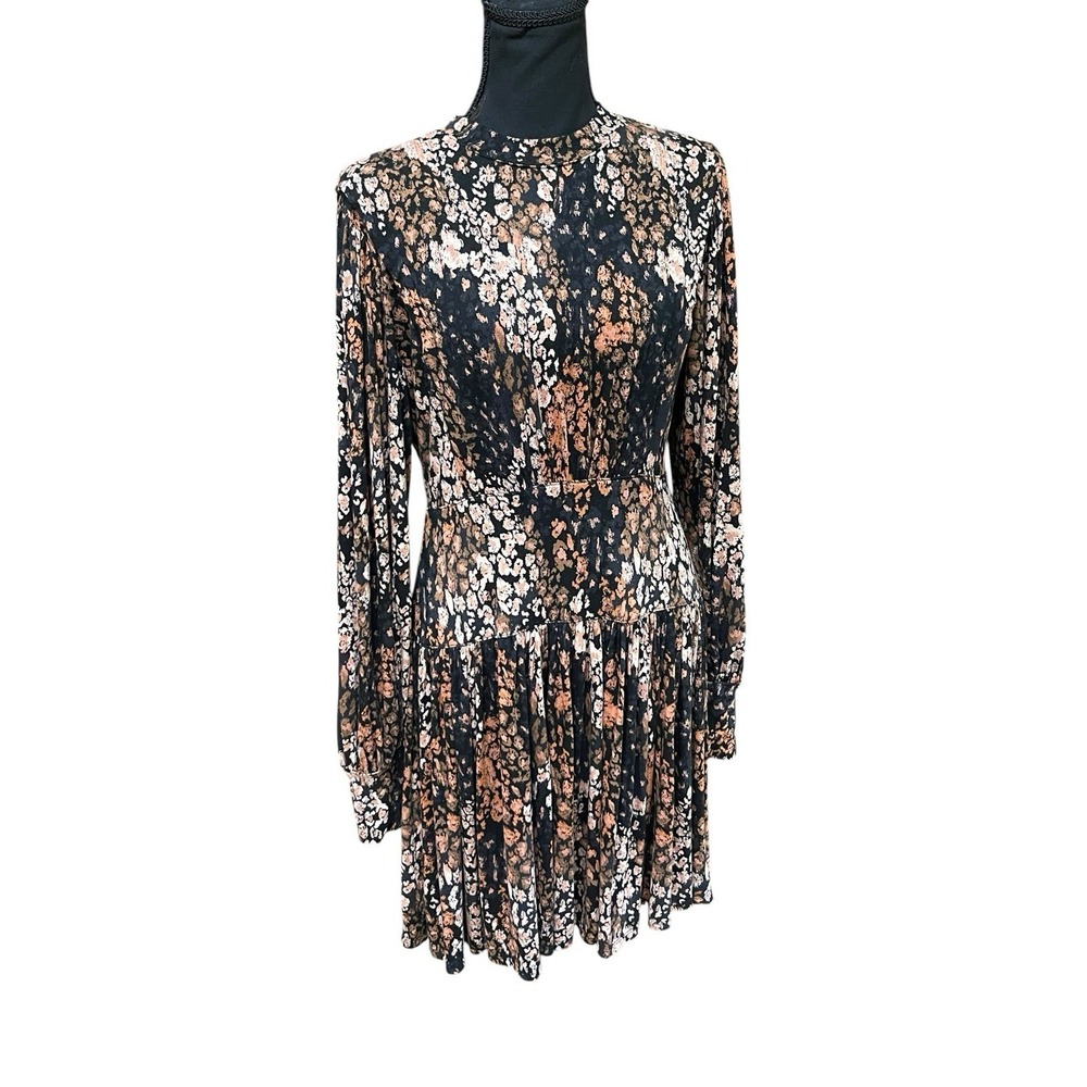 Free People Heartbeats Floral Print Soft Jersey Shirt Stretch Dress Size Medium